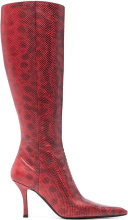 Alexander Wang Stivali con effetto serpente - Rosso