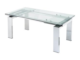 Vente-Unique Mesa de comedor extensible - Cristal templado y metal - 8 a 10 cubiertos - LUBANA