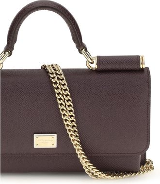Dolce & Gabbana Womens Shoulder Bag Micro Sicily Burgundy Calf Leather