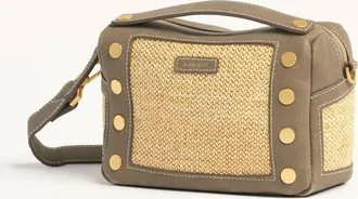 Hammitt Hammitt Evan Crossbody Pewter Raffia Brushed Gold Sml