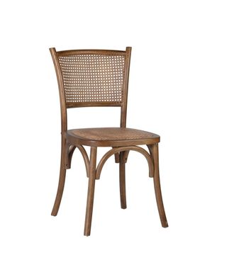Moycor Set de 2 sillas de madera y rat&aacute;n marr&oacute;n