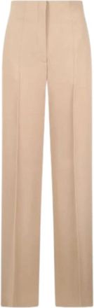 Alberta Ferretti High-Waist Straight Broeken - Dames - Straight fit broeken - Beige - S - Leer - Broeken
