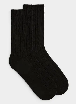Hue Womens Silk-touch cable socks
