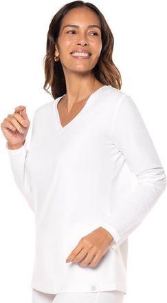 Coolibar Womens Morada V-Neck Long Sleeve T-Shirt, UPF 50+ Sun Protection in White at Nordstrom, Size Xx-Large