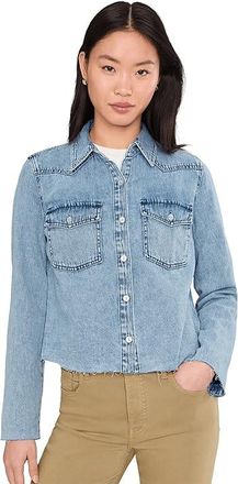 Kut from the Kloth Posey - Long Sleeve Shirt With Frayed Hem Womens Clothing Addressed : LG, Cotton/Tencel