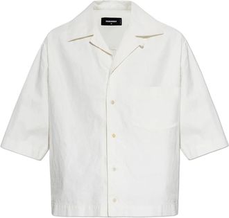 Dsquared2 Linnen Shirt met Korte Mouwen - Dames - Overhemden - Beige - XS - Linnen - Overhemden