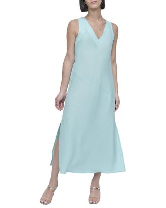 DKNY V-Neck Panel Linen Dress