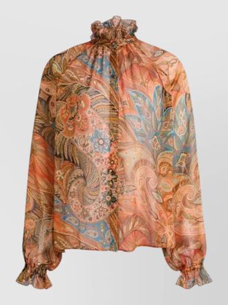 Etro shirt frill collar paisley print design