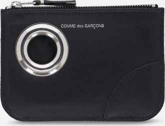 Comme Des Gar&ccedil;ons Silver Eyelet Zip Pouch Black