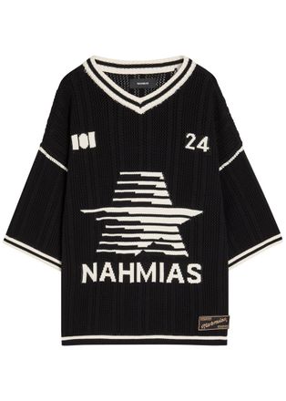 Nahmias Knit Star Cotton-knit Football T-shirt - Black - XL