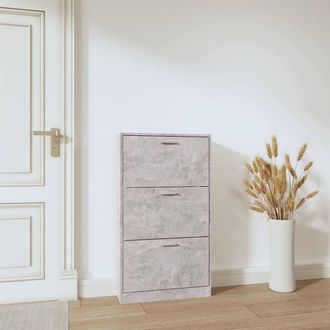 Berkfield Home Shoe Cabinet Concrete Grey 59x17x108 cm Engineered Wood | Size: 59 x 17 x 108 cm