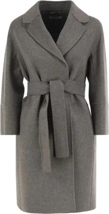 Max Mara Arona Riemenjas - Dames - Jas met riem - Grijs - S - Wol - Jassen