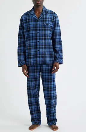 Majestic International Time Out Flannel Pajamas in Blue at Nordstrom, Size Xx-Large