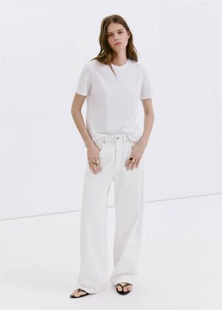 Mango Maglietta cotone collo stondato bianco - Donna - XXS - MANGO
