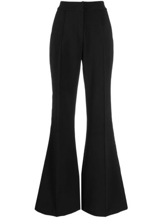 Elie Saab satin-embellished flared trousers - Black