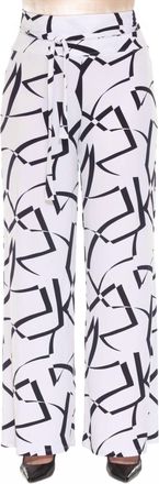 Joseph Ribkoff Geometric Belted Wide Leg Pants In Vanilla/midnight Blue