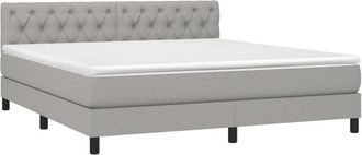 vidaXL Vidaxl - Cama Box Spring Con Colch&oacute;n Tela Gris Claro 160x200 Cm