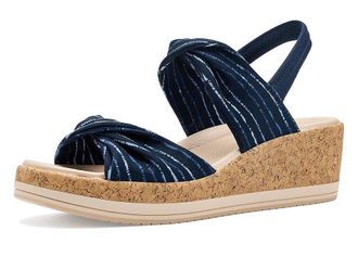 Life Stride Riley Slingback Sandals Womens Wedge Shoes Navy/Blue : 9.5 M (B)