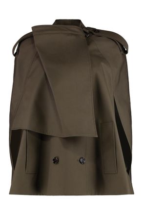 Burberry Green Solid High Neck Trench Coat