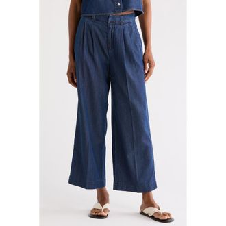 Good American High Waist Crop Wide Leg Jeans in Indigo1187 at Nordstrom Rack, Size 12