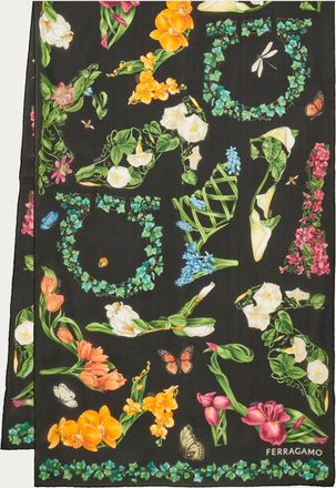 Ferragamo Women Eden shoes print silk scarf Multicolor