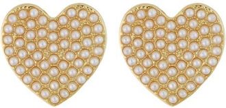 Panacea Faux Pearl Heart Stud Earrings in Gold/White at Nordstrom