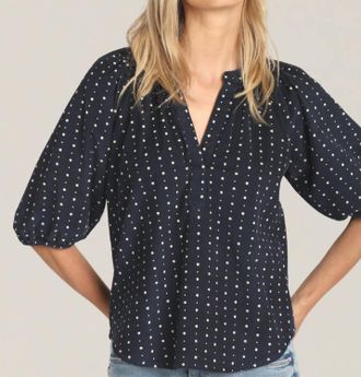 Dylan Hazel V-Neck Top In Navy