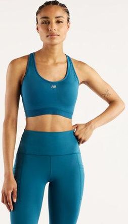 New Balance Donna NB Essential Run Bra in Blu, Maglia di Poliestere, Taglia XS