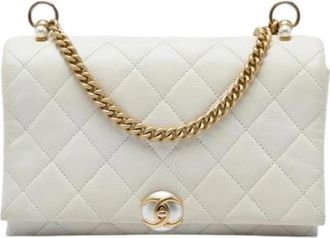 Chanel Pre-owned Flap Bag - Dames - Vintage Schoudertas - Wit - ONE Size - Leer - Vintage