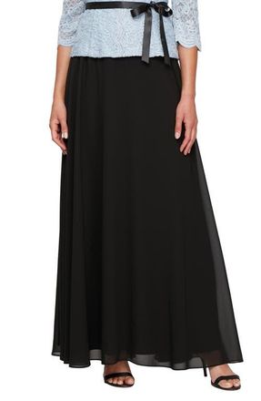 Alex Evenings Full Chiffon Skirt in Black at Nordstrom, Size Medium