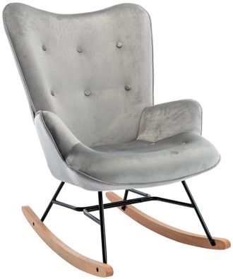 Clp Clp - Silla Mecedora Sanka En Terciopelo Gris