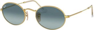 Ray-Ban Vintage Ovale Zonnebril Blauw Verloop - unisex - Zonnebrillen - Geel - 51 MM - Accessoires