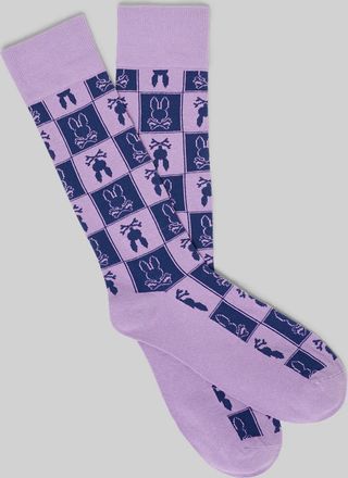 Psycho Bunny Mens All Over Square Bunny Dress Sock 507 LAVENDULA / O/S