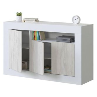 Dmora Aparador Con Tres Puertas, Color Blanco, 144 X 87 X 43 Cm., Con Embalaje Reforzado - Dmora