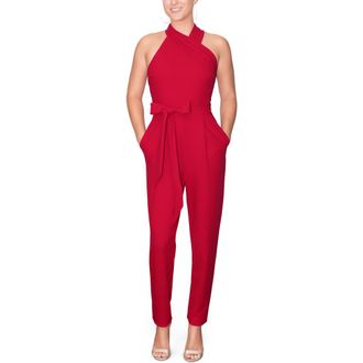 Rachel Roy Harland Crossover Halter Jumpsuit in Racing Red at Nordstrom, Size Xx-Large