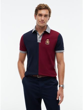 Tommy Hilfiger Mens Regular Fit Split Colorblock Polo - Burgundy - XXXL