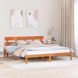 vidaXL Vidaxl - Estructura De Cama Marr&oacute;n 180 X 200 Cm Madera Maciza De Pino