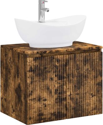 vidaXL Juego De Muebles De Ba&ntilde;o Roble Ahumado Madera De Ingenier&iacute;a Vidaxl