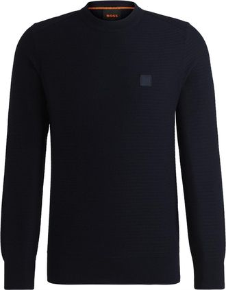 HUGO BOSS Heren Anion Katoen Kasjmier Trui (Donkerblauw)