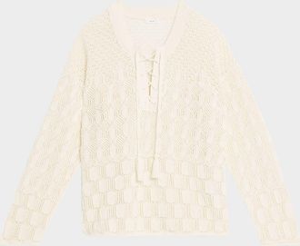 A.L.C. Keri Crochet Lace-Up Sweater