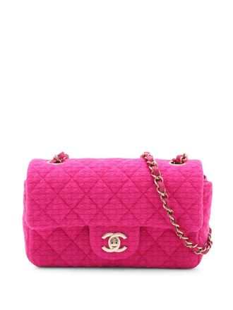 Chanel 2021-2025 Mini Rectangular Classic Tweed Single Flap crossbody bag - Roze