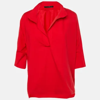 Carolina Herrera Red Cotton Oversized Blouse