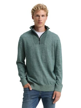Tom Tailor Denim Strickpullover TOM TAILOR DENIM, Herren, Gr. M, gr&uuml;n (gr&uuml;n tonal mouline), Strick, Obermaterial: 100% Baumwolle, unifarben, regular fit taillenbedeckt