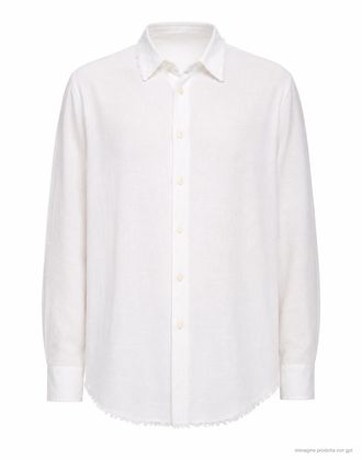 ATOMOFACTORY Ivory French Collar Raw Hem Shirt