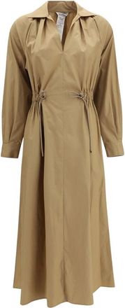 Max Mara Beige Shirt Collar Midi Dress