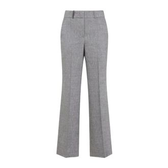 PESERICO Peserico, Wide Trousers, female, Gray, Size: XS Linen And Wool Pants