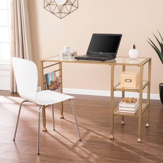 SEI Jaymes Gold Metal Glass Writing Desk