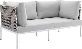 ModWay Harmony Sunbrella Basket Weave Outdoor Patio Aluminum Loveseat