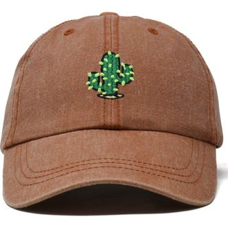 Dalix Cactus Embroidered Low Crown Cap in Washed Orange at Nordstrom