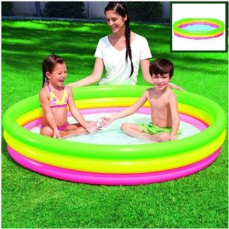 Trade Shop Trade Shop - Piscina Gonfiabile Arcobaleno A 3 Anelli Colorati 152 X 30 Cm Fuori Terra